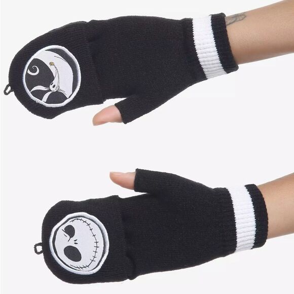 Nightmare Before Christmas Jack & Zero Fingerless Gloves/Mittens Unisex - Picture 2 of 5